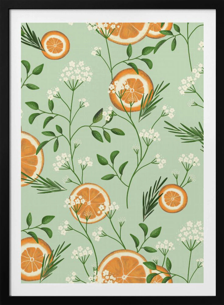 Elderflowers and Oranges Light Green | Poster