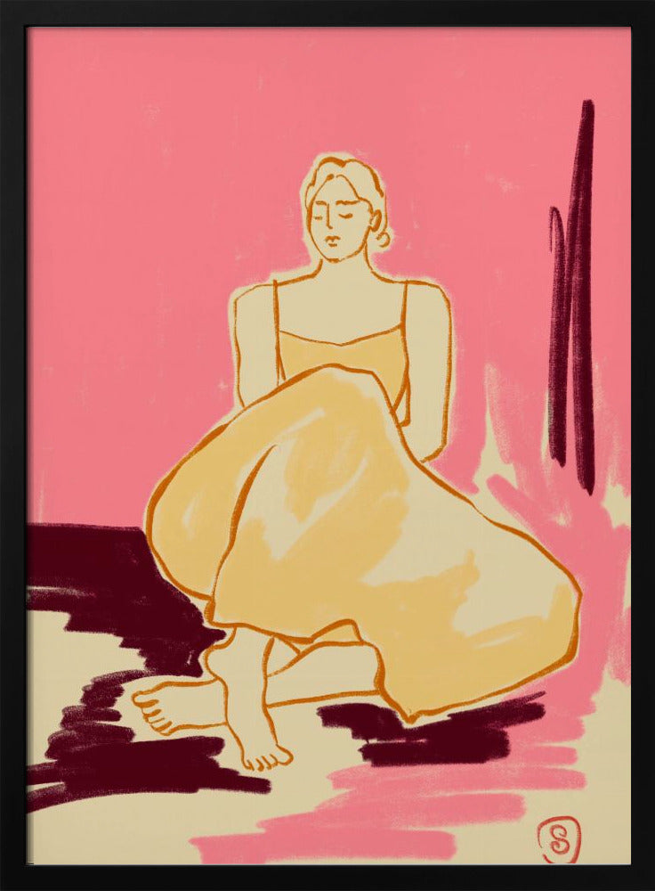 Seated Figure In A Flowing Dress | Poster