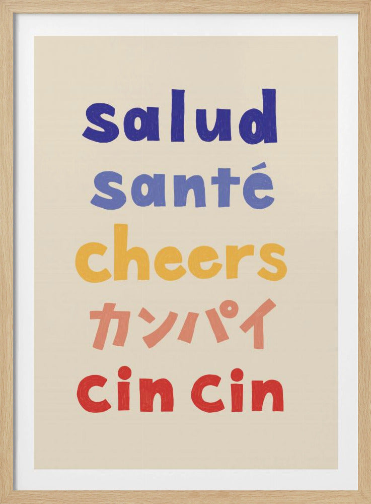 Cheers Typografi - Salud Santé Cheers Kanpai Cin cin | Affisch