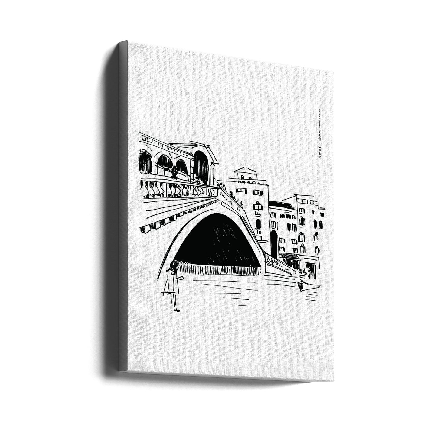 Puente de Rialto, ilustración de Venecia, impresión artística de la ciudad de Italia | Impresiones en Lienzo