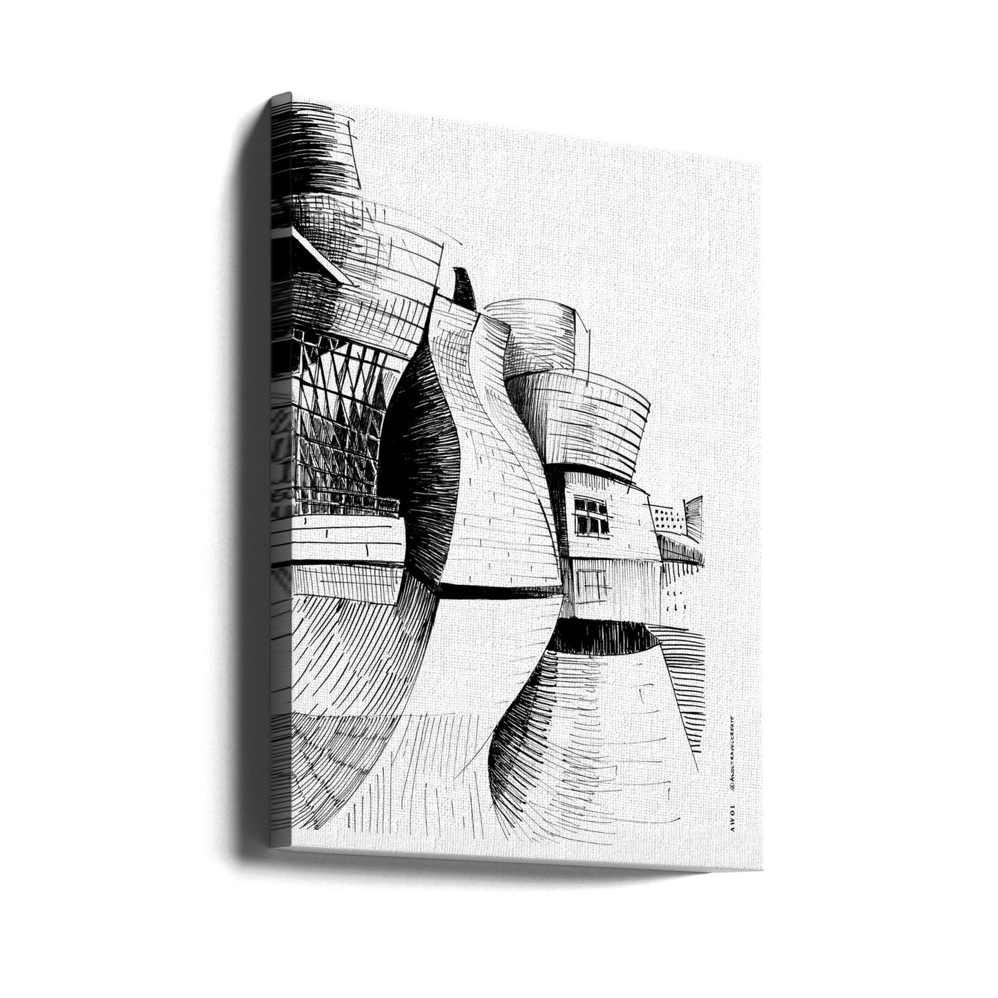 Bilbao Guggenheim-bygningen, moderne arkitekturtegning | Lærredsbilleder