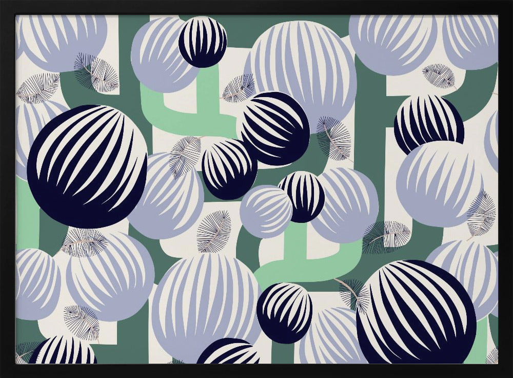 Bold retro bubble flowers | Poster
