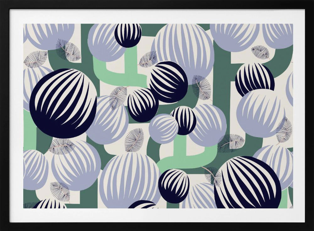 Bold retro bubble flowers | Poster
