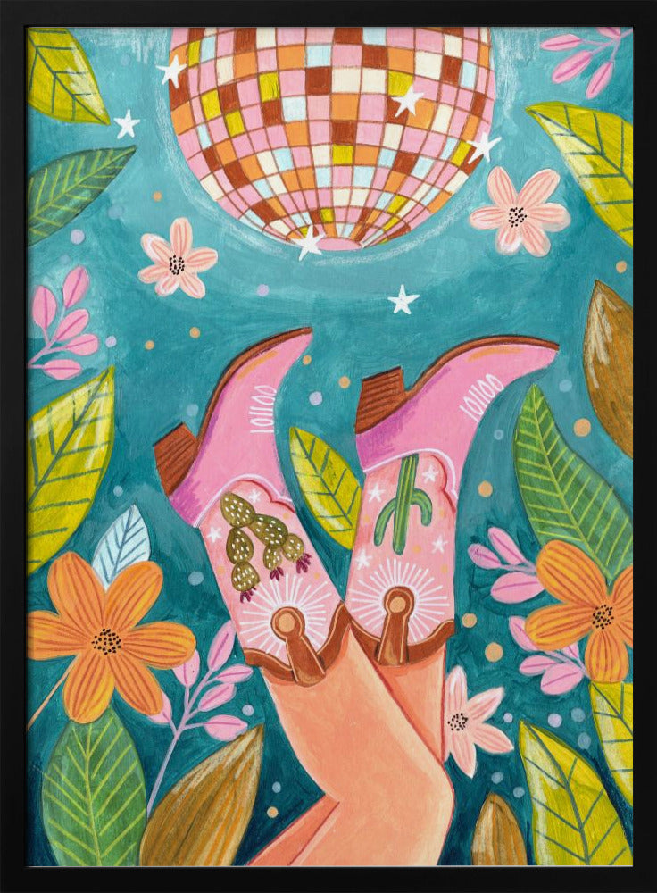 Botas de vaquero y bola de discoteca | Posters - Impresiones de Arte