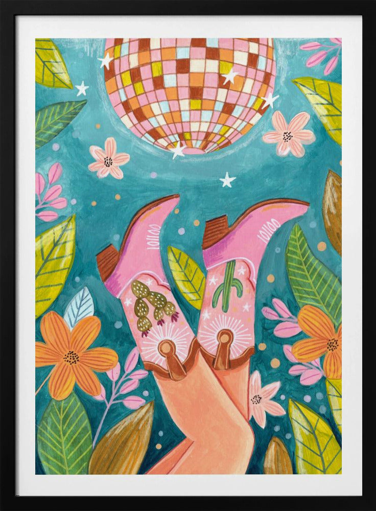 Botas de vaquero y bola de discoteca | Posters - Impresiones de Arte