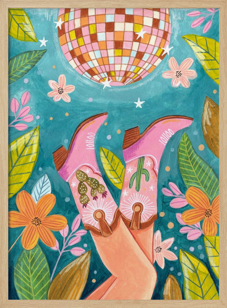 Botas de vaquero y bola de discoteca | Posters - Impresiones de Arte