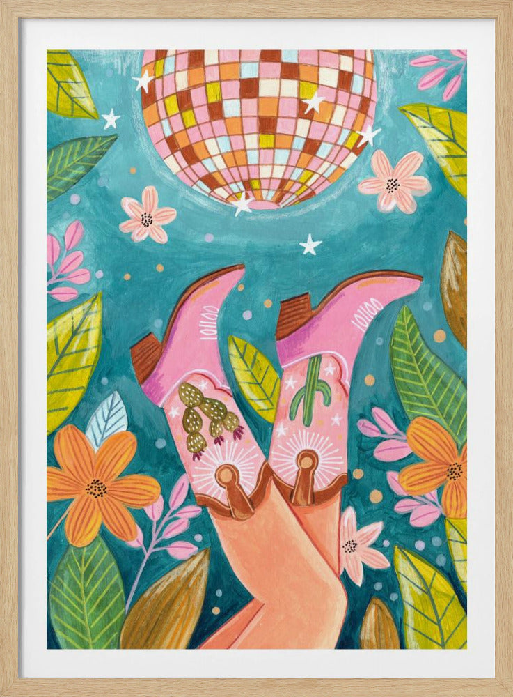 Botas de vaquero y bola de discoteca | Posters - Impresiones de Arte