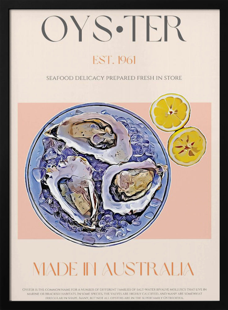 Fresh Oysters with Lemon Slices | Poster