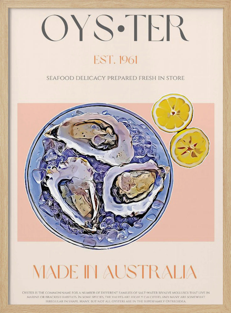 Fresh Oysters with Lemon Slices | Poster