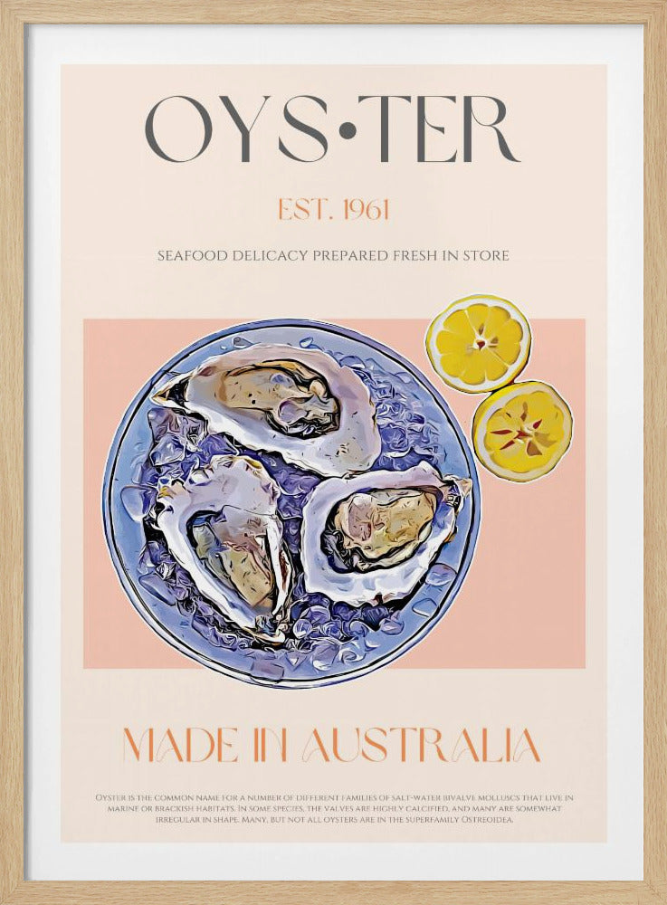 Fresh Oysters with Lemon Slices | Poster
