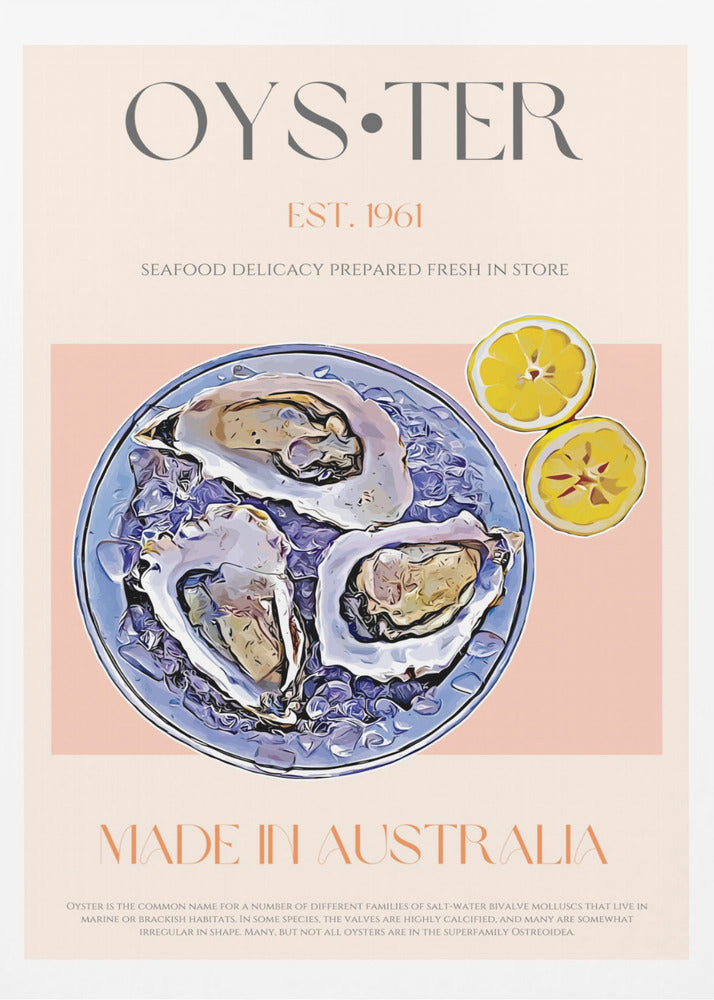 Fresh Oysters with Lemon Slices | Poster