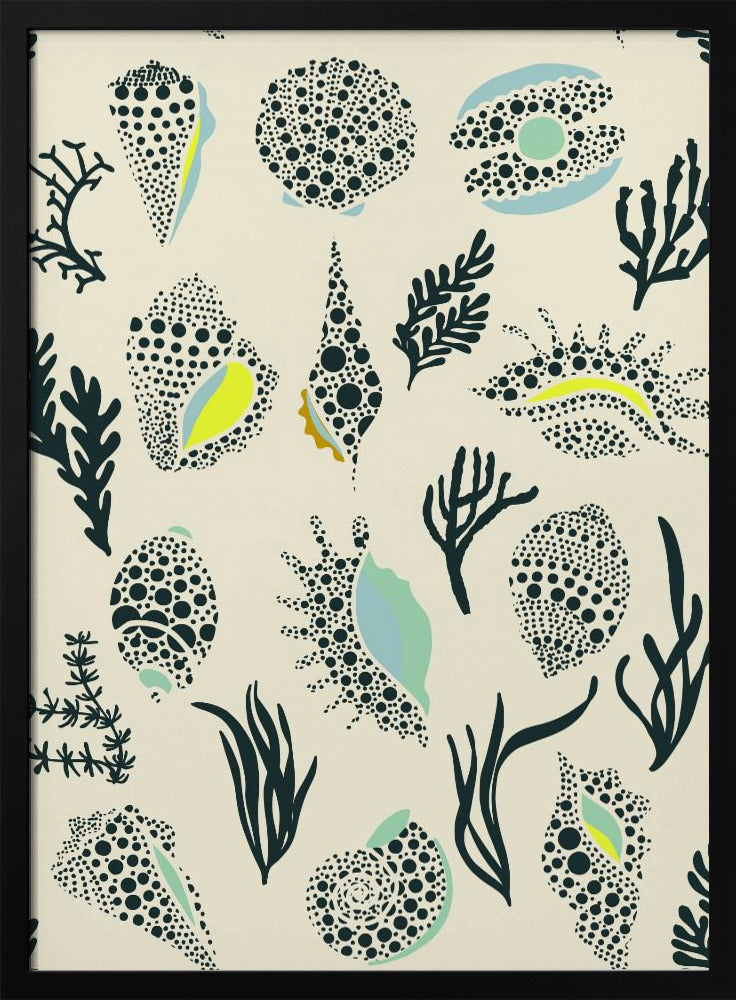 Ipanema beach seashells mint pattern | Poster