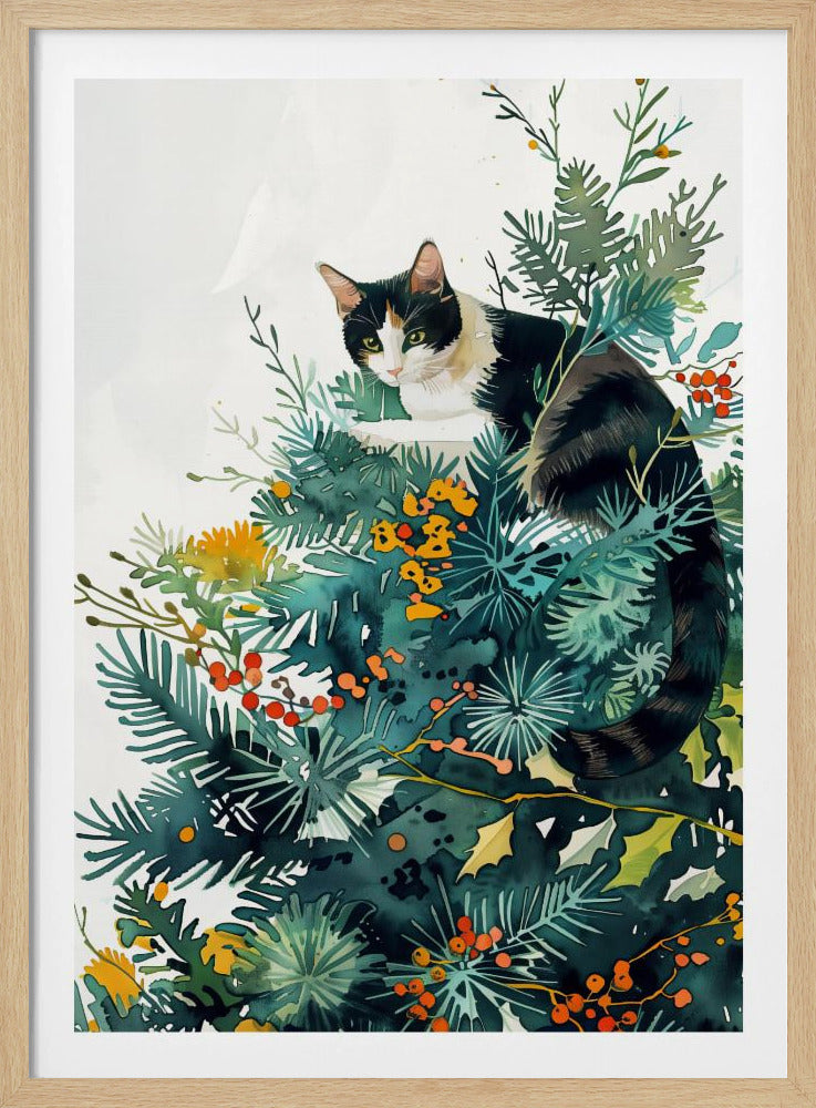 Kattunge och julgran | Poster