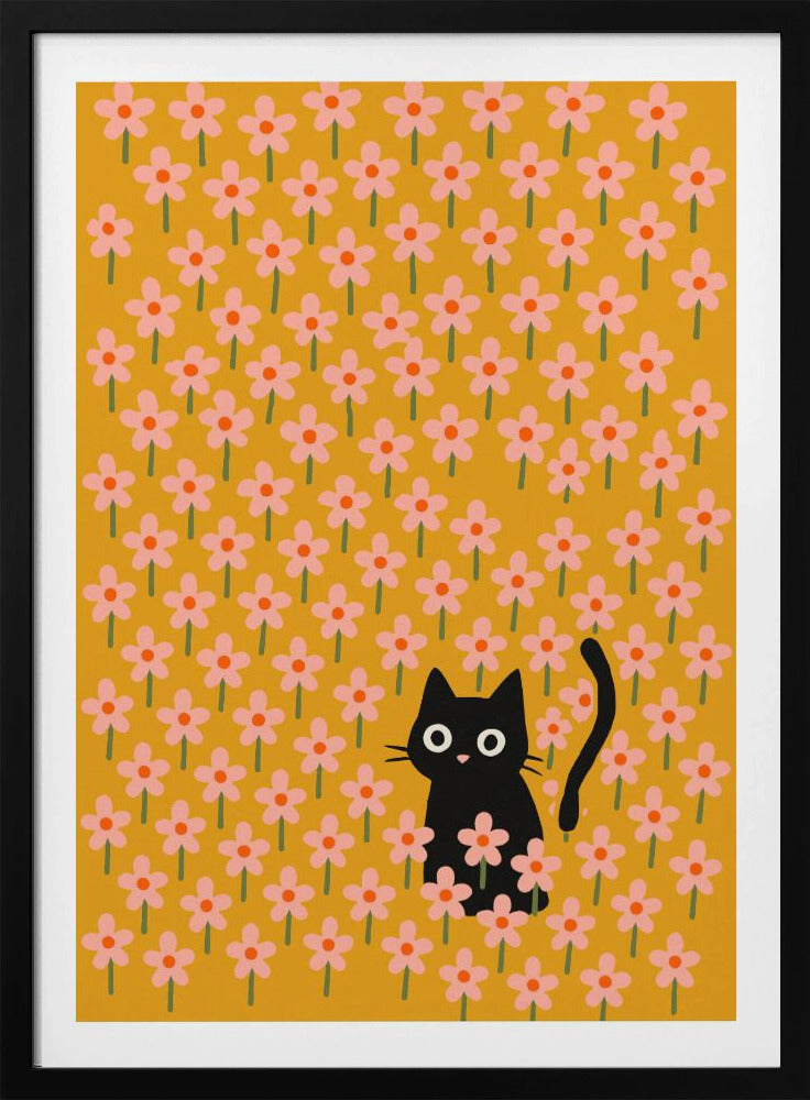 Playful Floral Cat | Poster