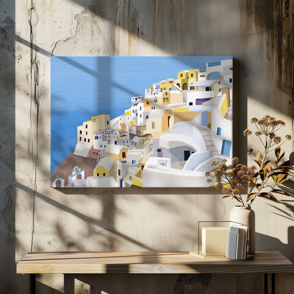 Vista del acantilado de Santorini, Grecia por la artista Carla Daly | Impresiones en Lienzo