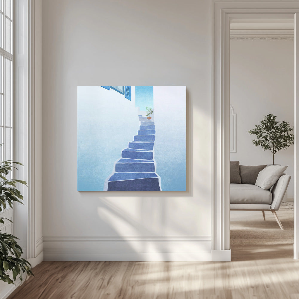 Blue Stairway Journey | Canvas