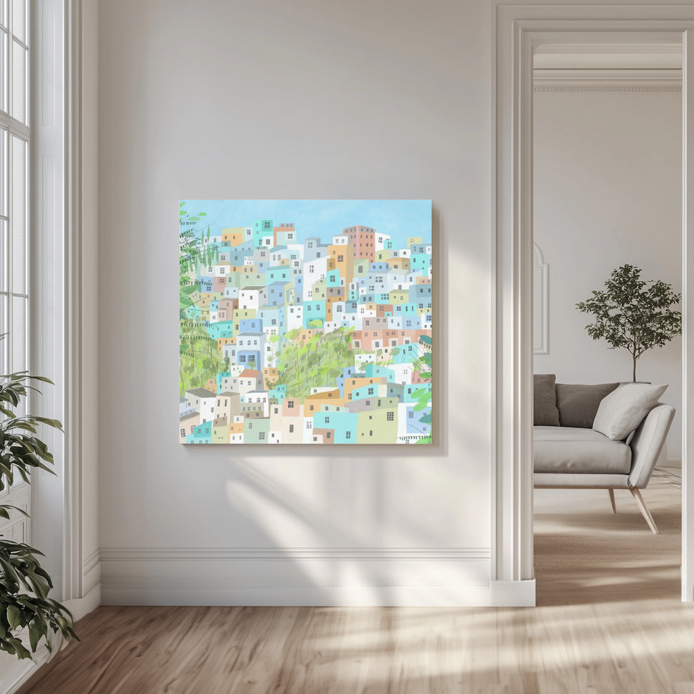 Utsikt över takåsarna i Rio de Janeiro av konstnären Carla Daly | Canvas