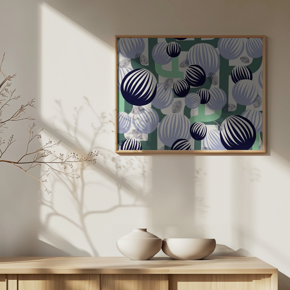 Bold retro bubble flowers | Poster