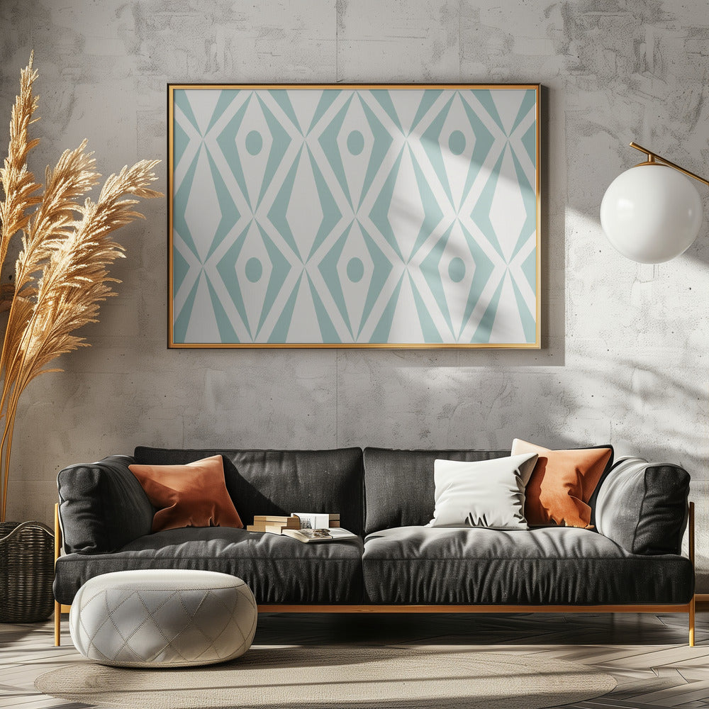 Minimalist art deco geometric diamonds aqua | Poster