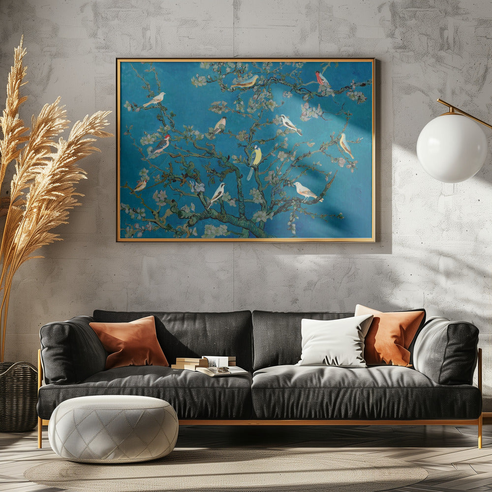 Fåglar i mandelblomman | Poster