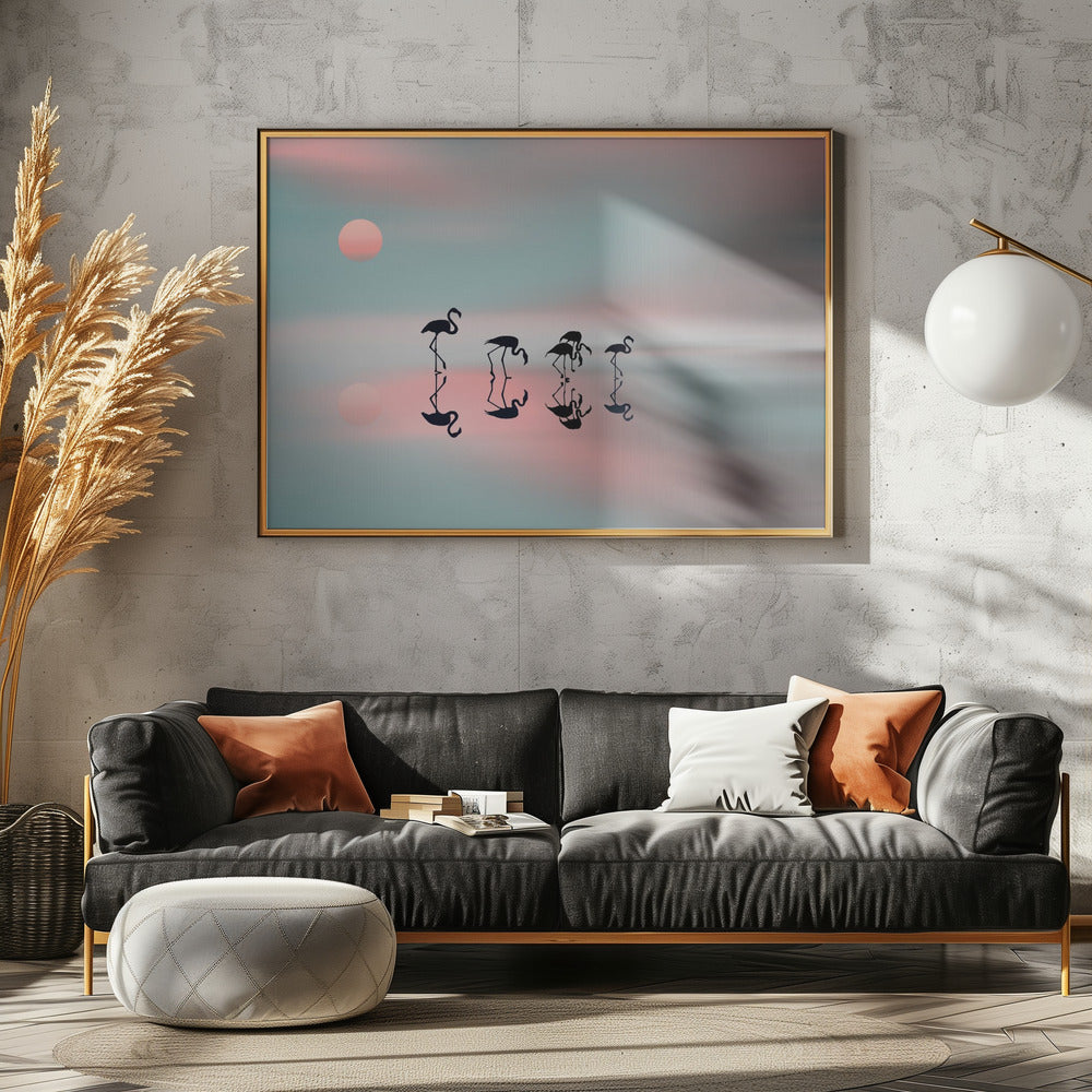 Flamencos en familia. Posters - Impresiones de Arte