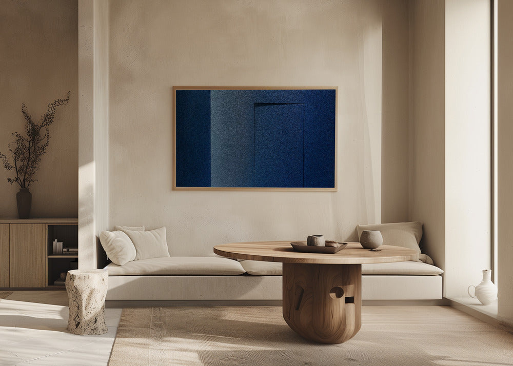 Blå minimalisme eller en hemmelig dør | Plakater - Kunsttryk