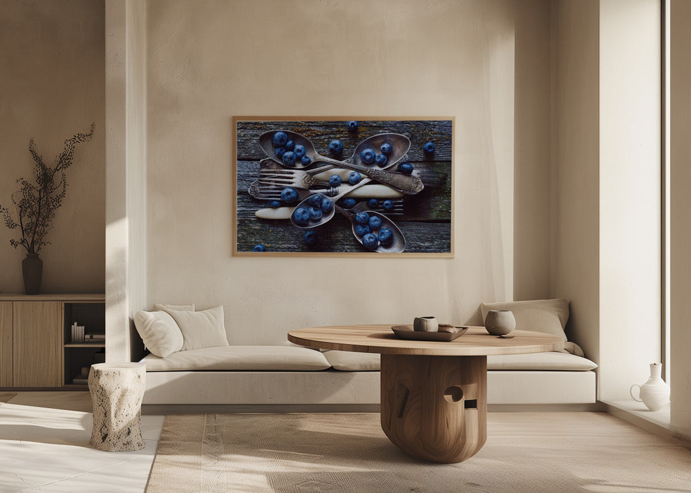 Fresh Blueberries On Weathered Wooden Planks | Poster
