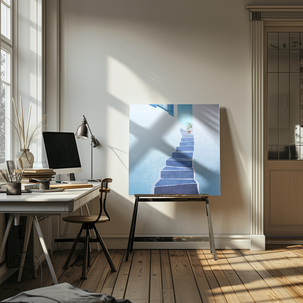 Blue Stairway Journey | Canvas