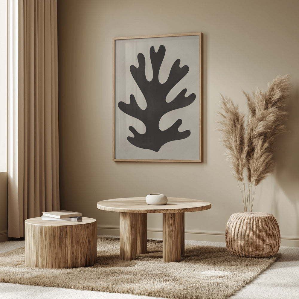 Minimal Black Coral Leaf | Poster