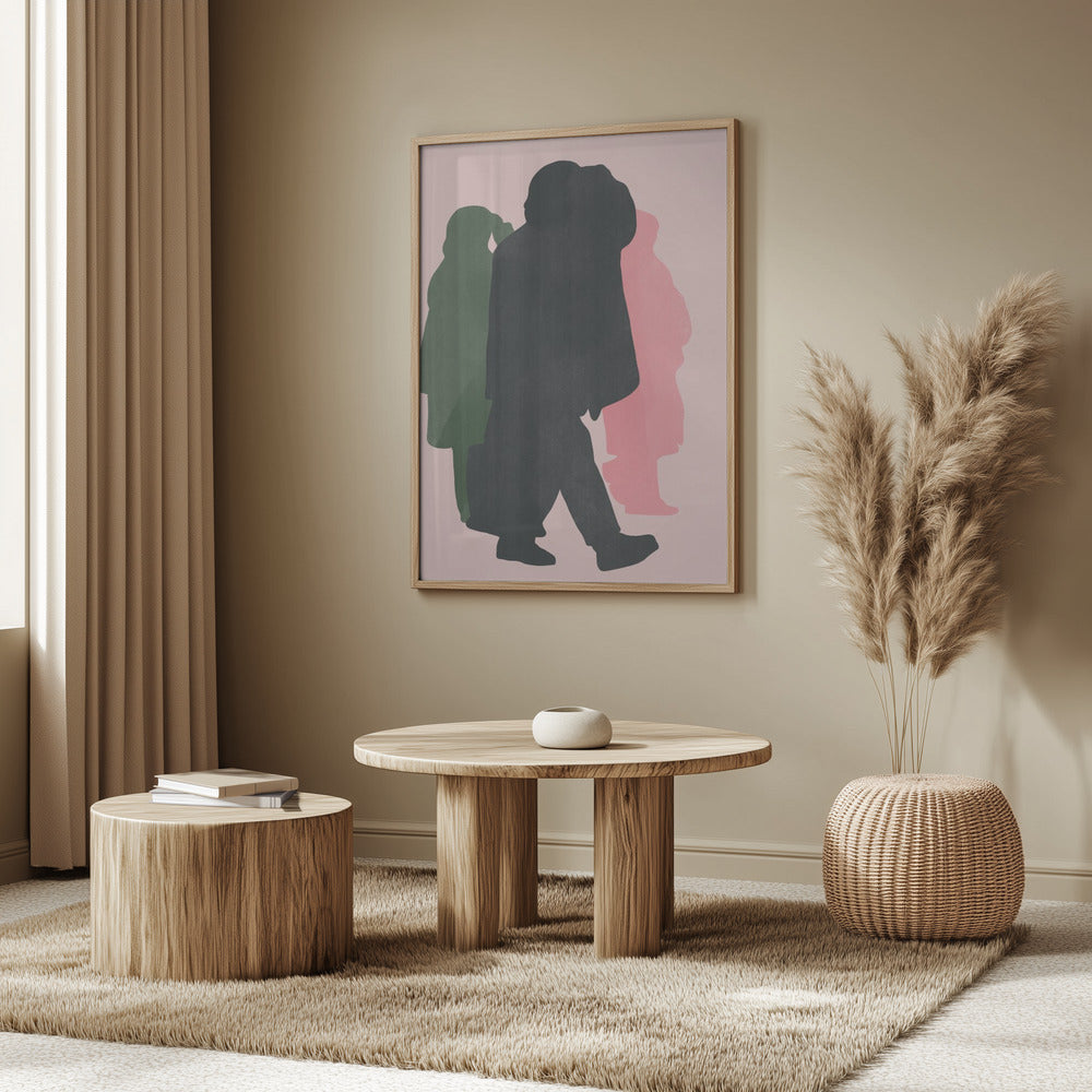 Colorful Silhouettes of Walking Figures | Poster