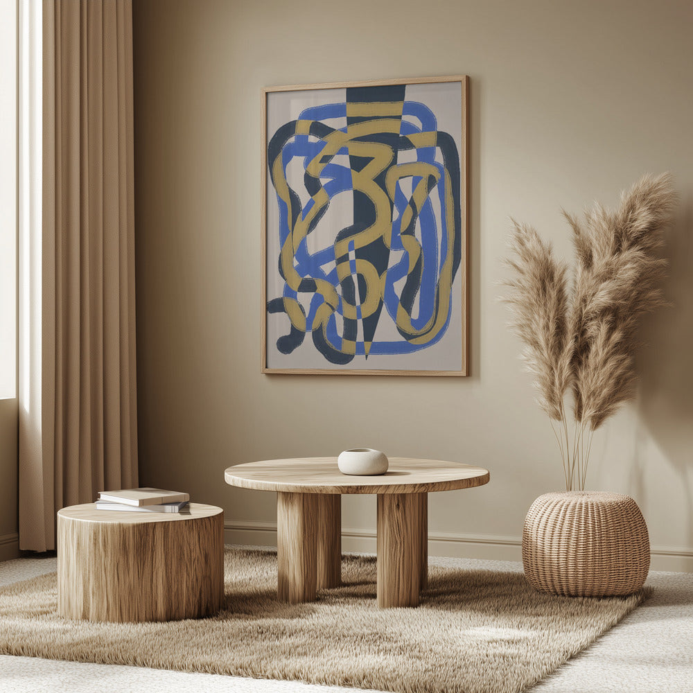 Abstract line deco blue and yellow | Poster