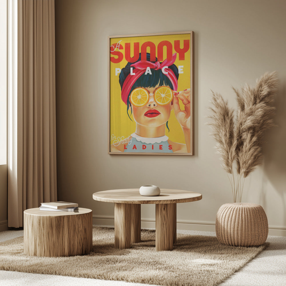 Ein sonniger Ort für schattige Damen Orange Pinup Art | Poster