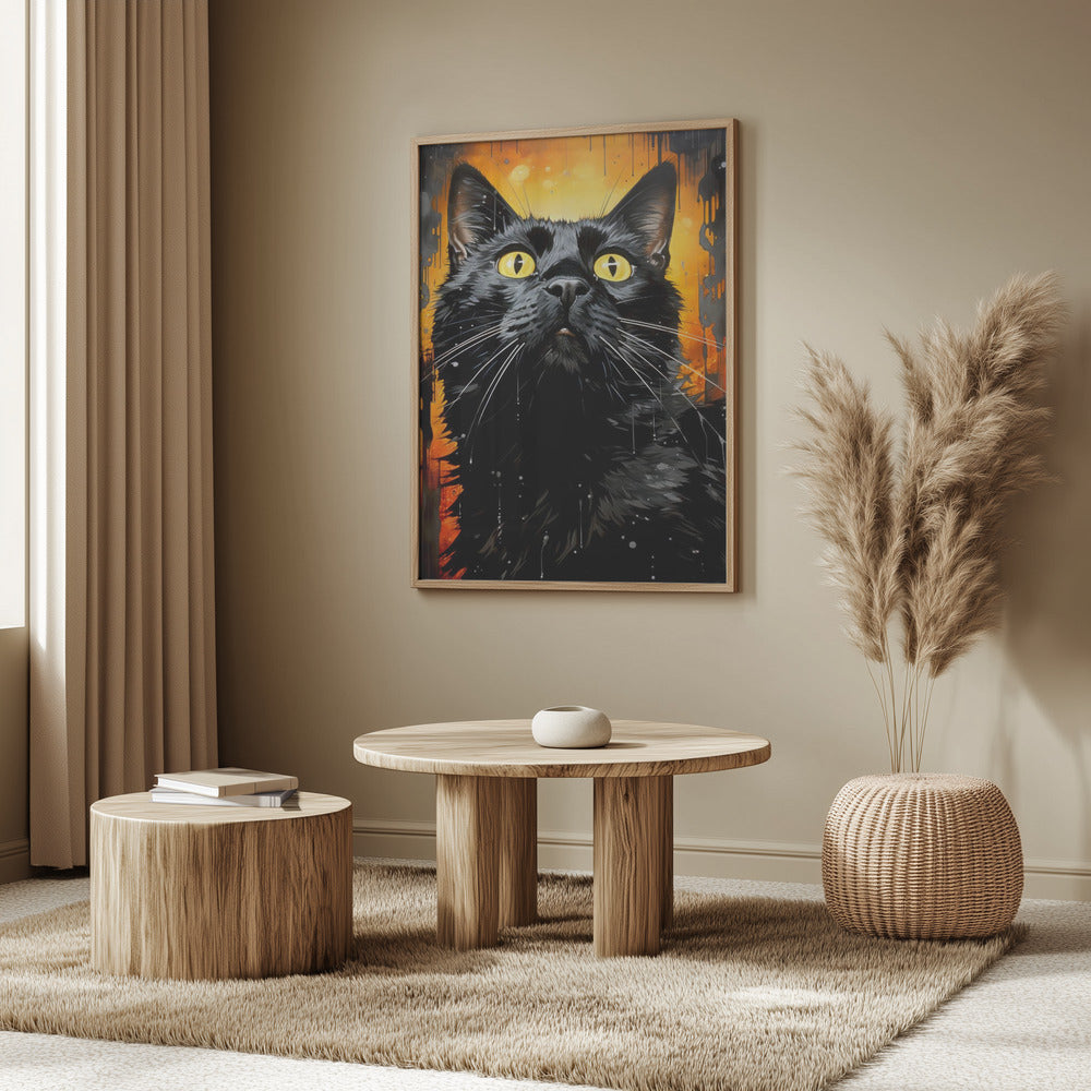 Schwarze Katze Adam Aquarell Tierkunst | Poster