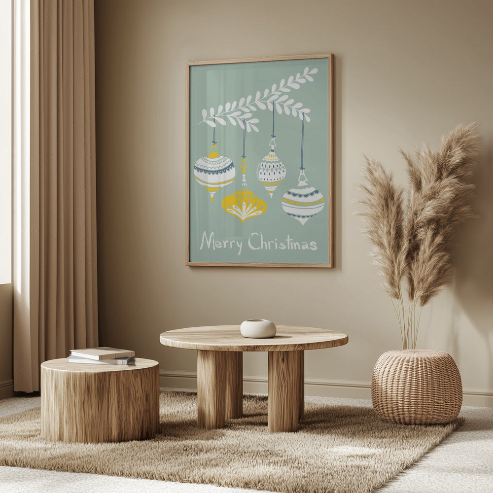 Glada små julgranskulor mintgrön | Poster