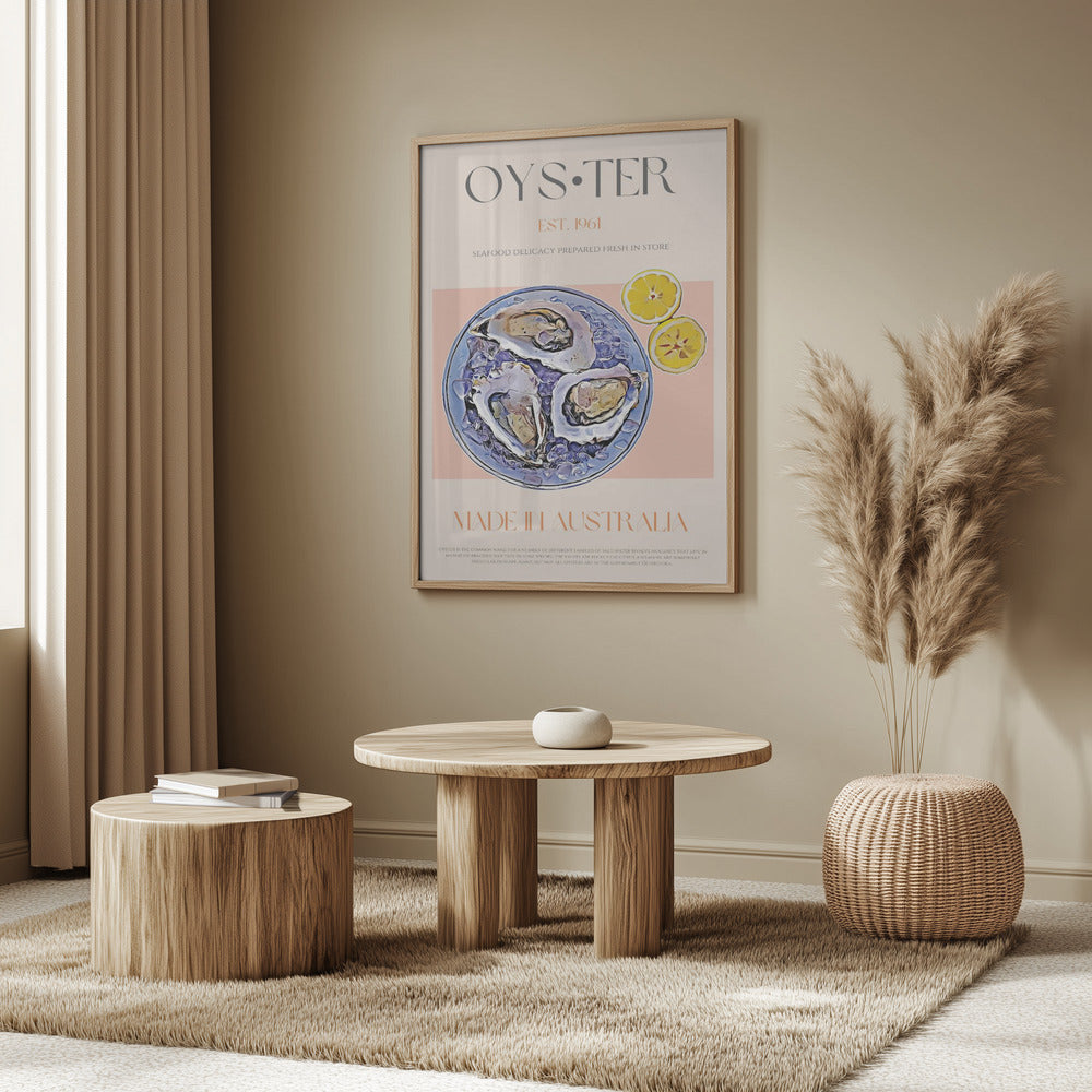 Fresh Oysters with Lemon Slices | Poster