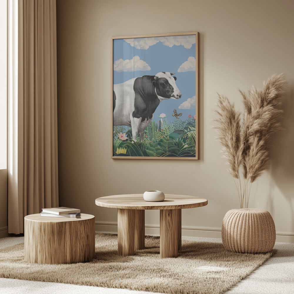 Colourful Portraits of Happy Cows (butterfly Included) | Poster