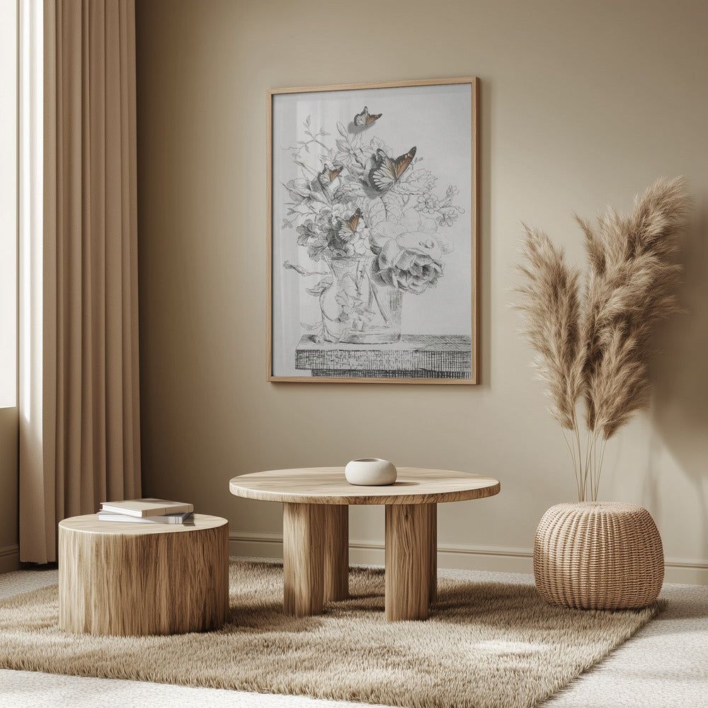 The Butterflies & The Vase With Flowers | Poster