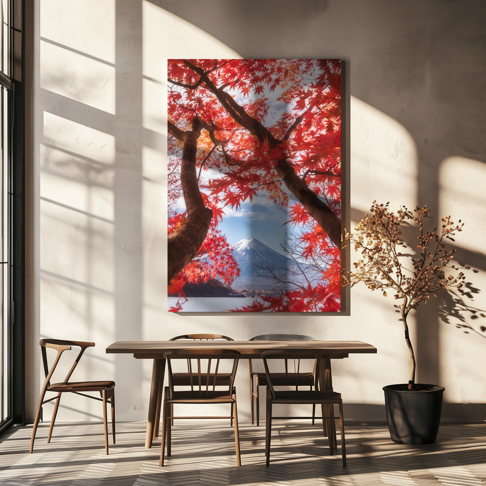 Der Fuji ist im Herbstlaub gehalten | Leinwand-Bilder