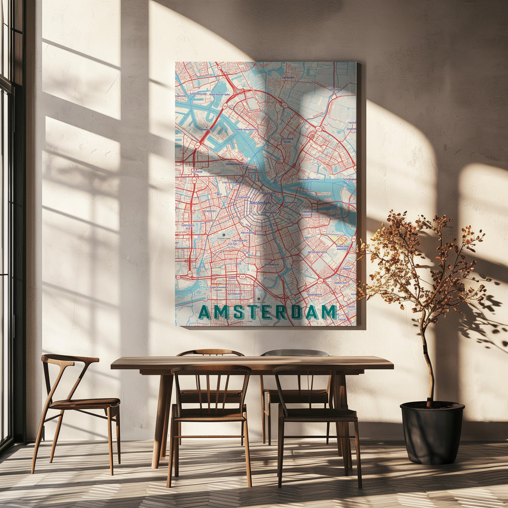 Retrokartta Amsterdam | Canvastaulut