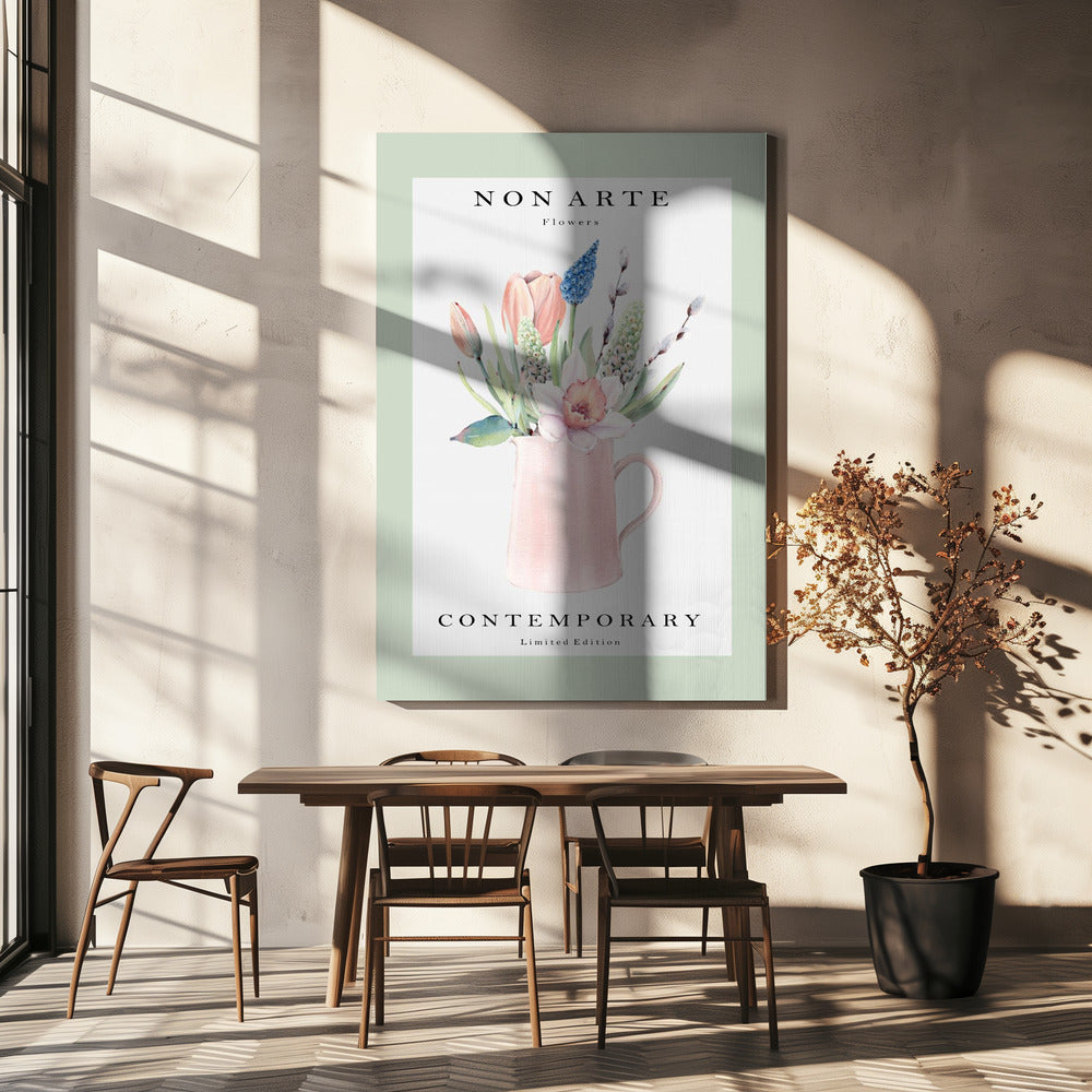 Ikke kunst grønn blomstervase | Lerretsbilder