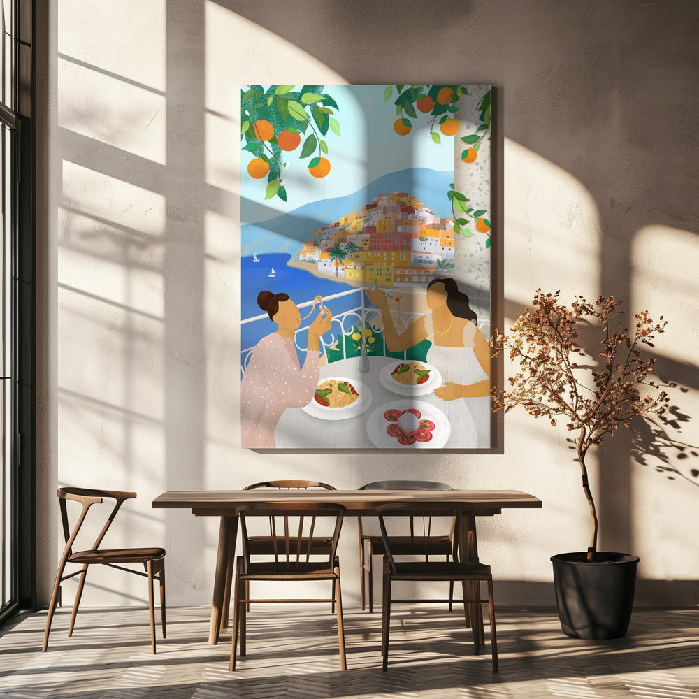 Flickor i Positano | Canvas