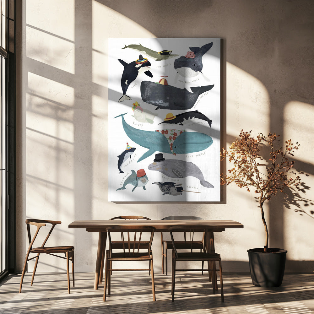 Baleines avec des chapeaux | Tableaux sur Toile