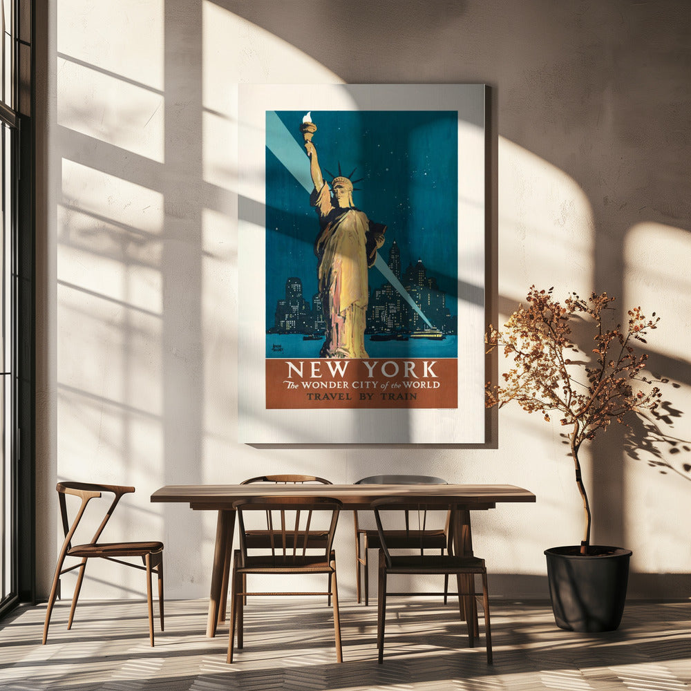 Nueva York, la ciudad maravilla del mundo Viaje en tren (1927) Posters - Impresiones de Arte Por Adolph Treidler | Impresiones en Lienzo