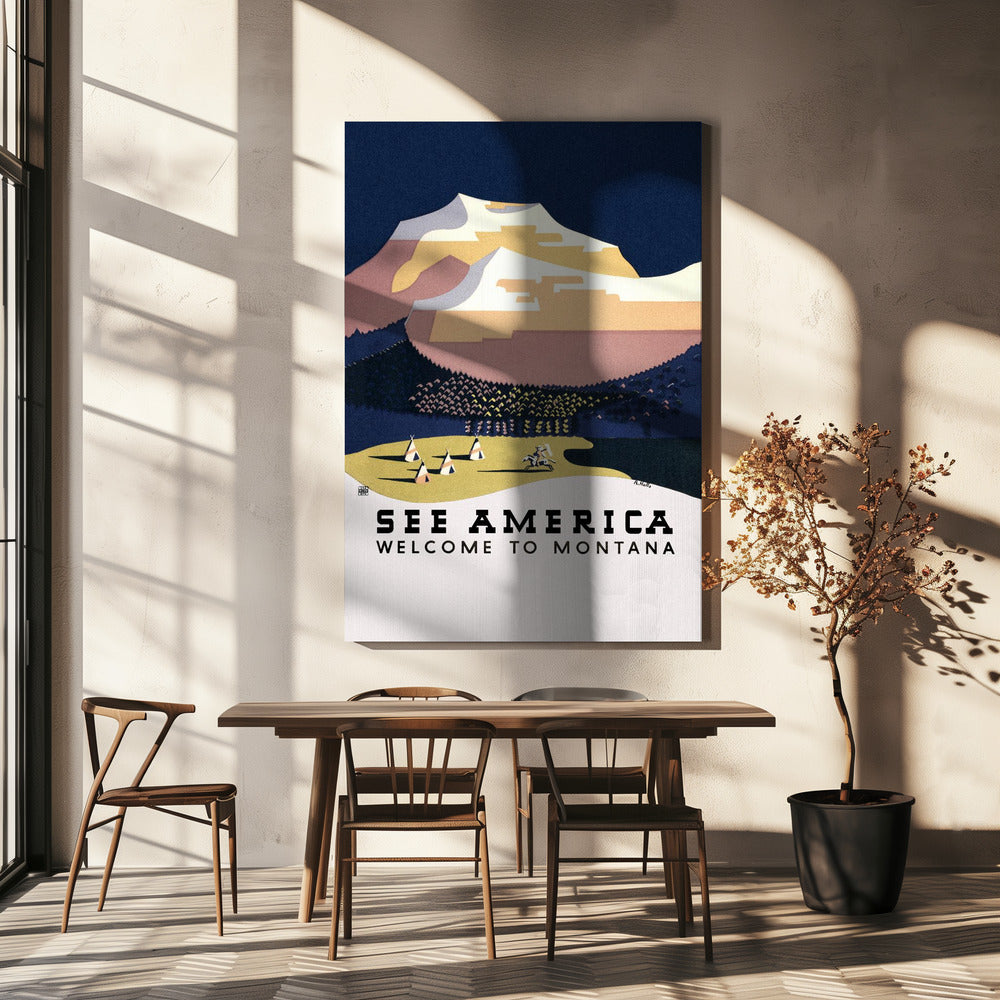 Vea América. Bienvenido a Montana (1936) Viajes Posters - Impresiones de Arte Por Richard Halls | Impresiones en Lienzo