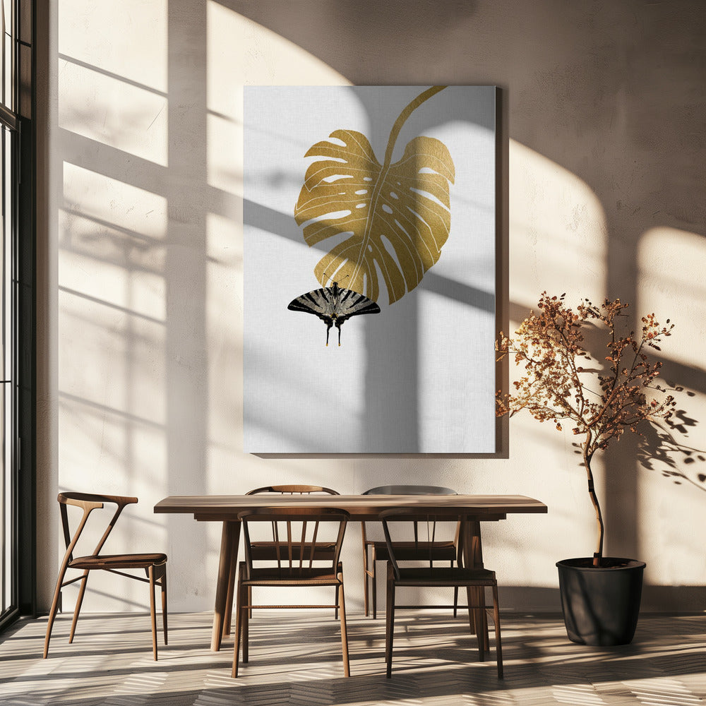 Butterfly & Monstera Leaf | Canvas