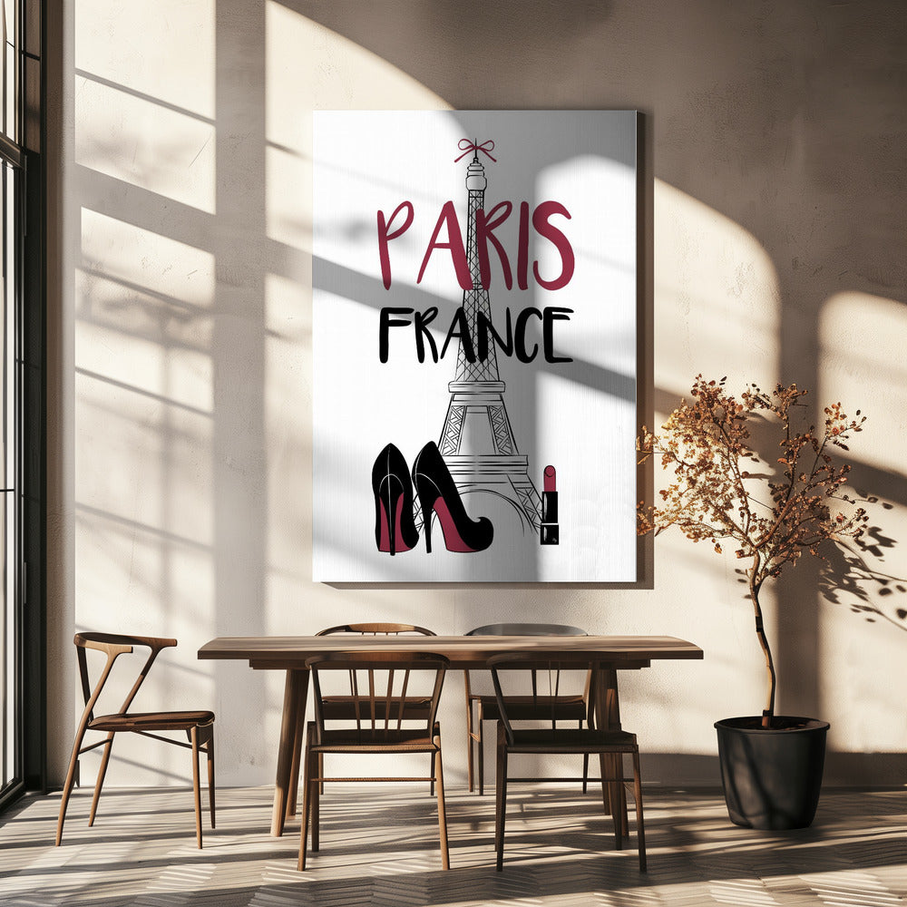 Eiffeltoren met stijlvolle hoge hakken en lippenstift | Canvasprints
