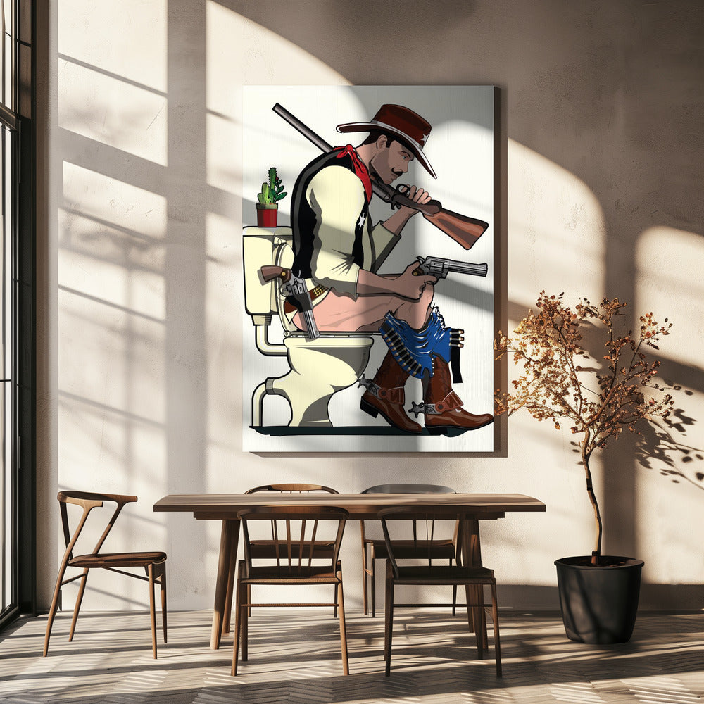 Cowboy aux toilettes | Tableaux sur Toile
