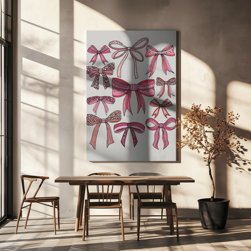 Noeuds roses et lignes noires | Tableaux sur Toile