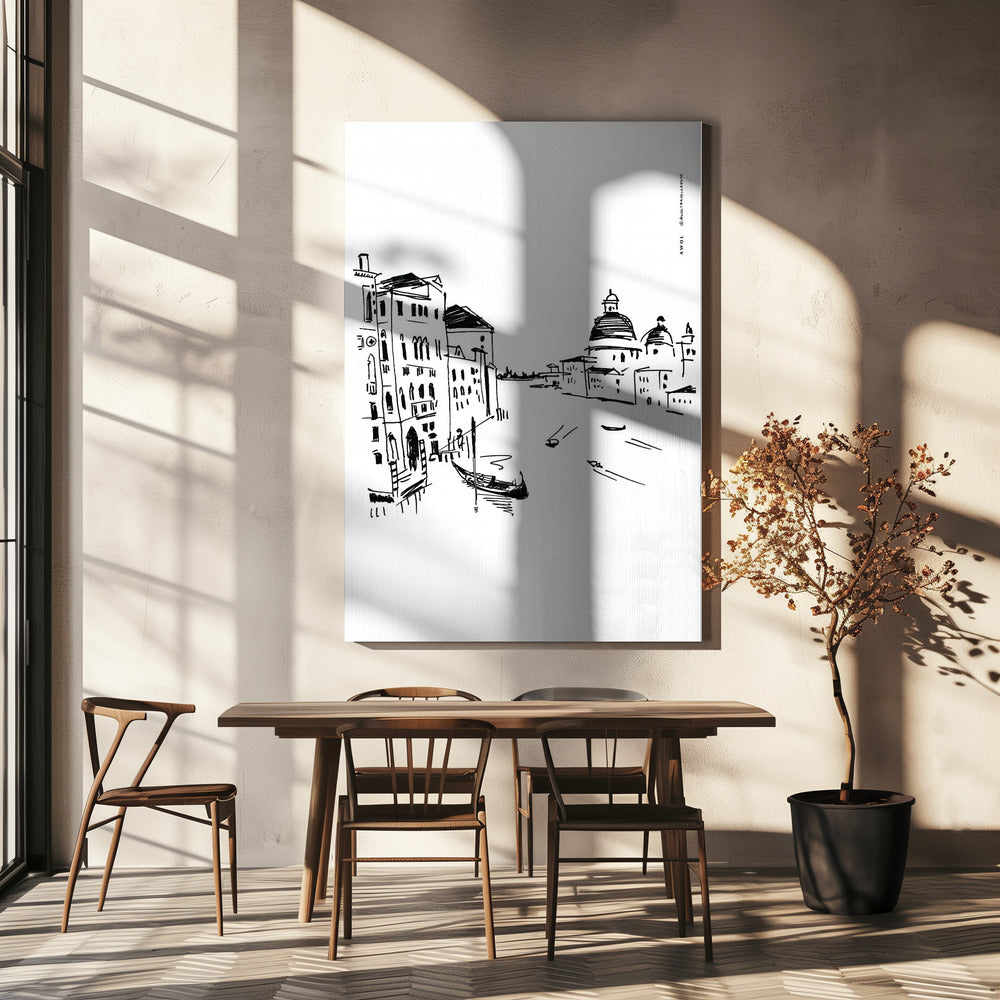 Impression d'art de Venise avec gondoles et basilique sur le Grand Canal, Italie Art mural | Tableaux sur Toile