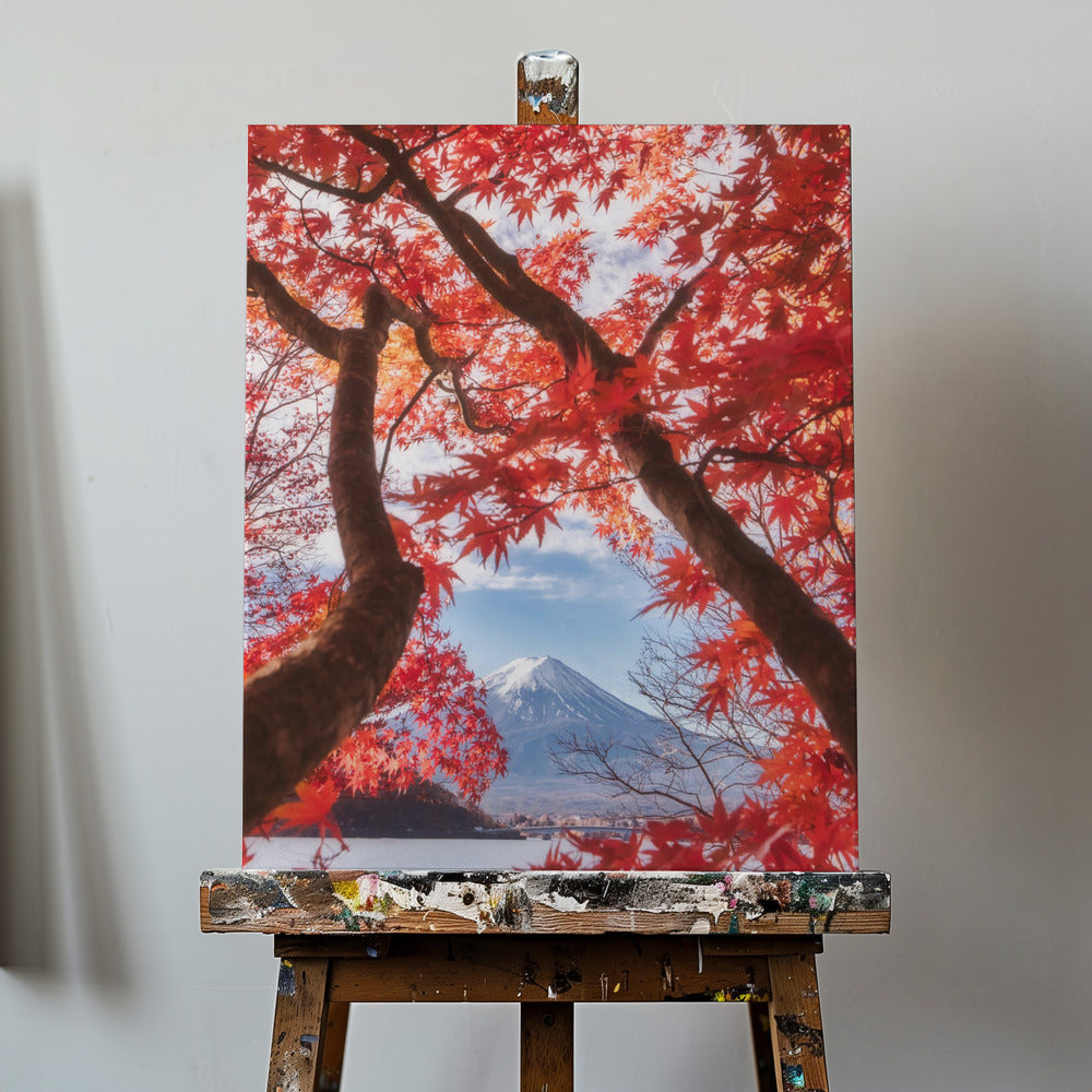 Der Fuji ist im Herbstlaub gehalten | Leinwand-Bilder